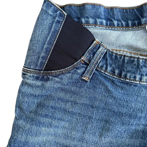 Isabel ~ Maternity midi Short denim shorts ~ side panel ~ 3.5” inseam ~ size 6 - Picture 3 of 10